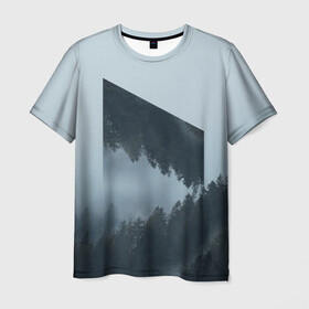 Мужская футболка 3D с принтом Атмосфера в Петрозаводске, 100% полиэфир | прямой крой, круглый вырез горловины, длина до линии бедер | воздух | горы | ели | женская | молодежь | мужская | отдых | природа | свобода | туман