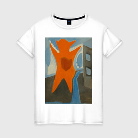 Женская футболка хлопок с принтом Картина #3, Ческидов в Петрозаводске, 100% хлопок | прямой крой, круглый вырез горловины, длина до линии бедер, слегка спущенное плечо | абстракция | вспышка | герой | дом | река