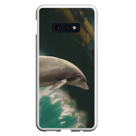 Чехол для Samsung S10E с принтом Дельфин в облаках в Петрозаводске, Силикон | Область печати: задняя сторона чехла, без боковых панелей | дельфин | облака | плавник | полет | свобода