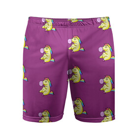 Мужские шорты спортивные с принтом Фиолетовые пони в Петрозаводске,  |  | жвачка | лошади | лошадь | паттерн | пони | радуга