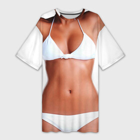 Платье-футболка 3D с принтом Perfect body в Петрозаводске,  |  | body | girl | perfect body | tan | tanned body | white | white underwear | woman | womans body | белое белье | девушка | женское тело | женщина | загар | идеальное тело | костюм | скин | тело