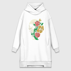 Платье-худи хлопок с принтом Floral Roses Skull в Петрозаводске,  |  | bones | cranium | flower | flowers | gothic | merch | rose | skeleton | skull merch | tattoo | букет | готика | кости | мерч | мистика | рисунок черепа | роза | розы | скелет | татуировка | ужасы | флора | цветы | чайные розы | череп | черепа с