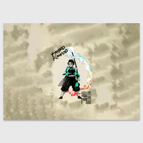Поздравительная открытка с принтом Tanjiro Kamado Kimetsu no Yaiba в Петрозаводске, 100% бумага | плотность бумаги 280 г/м2, матовая, на обратной стороне линовка и место для марки
 | demon slayer | kamado | kimetsu no yaiba | nezuko | tanjiro | аниме | гию томиока | зеницу агацума | иноске хашибира | камадо | клинок | корзинная девочка | манга | музан кибуцуджи | незуко | рассекающий демонов | танджиро