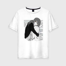 Женская футболка хлопок Oversize с принтом Форма голоса в Петрозаводске, 100% хлопок | свободный крой, круглый ворот, спущенный рукав, длина до линии бедер
 | koe no katachi | shouko nishimiya | нишимия | сёко нисимия | форма голоса | шоуко