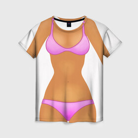 Женская футболка 3D с принтом Tanned body в Петрозаводске, 100% полиэфир ( синтетическое хлопкоподобное полотно) | прямой крой, круглый вырез горловины, длина до линии бедер | body | girl | perfect body | tan | tanned body | woman | womans body | девушка | женское тело | загар | идеальное тело | тело