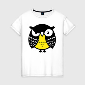 Женская футболка хлопок с принтом Сердитая сова в Петрозаводске, 100% хлопок | прямой крой, круглый вырез горловины, длина до линии бедер, слегка спущенное плечо | owl | owls | сова | совушка | совы | филин | фраза | юмор