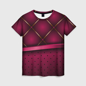 Женская футболка 3D с принтом Luxury Red в Петрозаводске, 100% полиэфир ( синтетическое хлопкоподобное полотно) | прямой крой, круглый вырез горловины, длина до линии бедер | green | luxury | versace | vip | абстракция | версаче | вип | паттерн | роскошь | текстуры