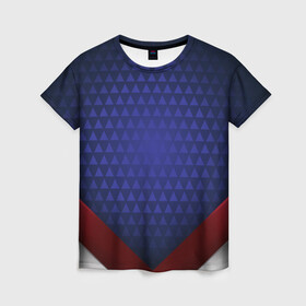Женская футболка 3D с принтом Blue abstract в Петрозаводске, 100% полиэфир ( синтетическое хлопкоподобное полотно) | прямой крой, круглый вырез горловины, длина до линии бедер | luxury | versace | vip | абстракция | версаче | вип | паттерн | роскошь | текстуры