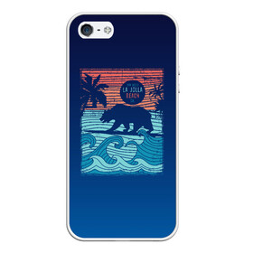 Чехол для iPhone 5/5S матовый с принтом Медведь на серфинге в Петрозаводске, Силикон | Область печати: задняя сторона чехла, без боковых панелей | Тематика изображения на принте: волны | закат | медведь | море | океан | отдых | отпуск | пальмы | серфинг