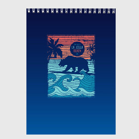 Скетчбук с принтом Медведь на серфинге в Петрозаводске, 100% бумага
 | 48 листов, плотность листов — 100 г/м2, плотность картонной обложки — 250 г/м2. Листы скреплены сверху удобной пружинной спиралью | волны | закат | медведь | море | океан | отдых | отпуск | пальмы | серфинг