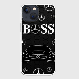 Чехол для iPhone 13 mini с принтом BOSS MERCEDES BENZ в Петрозаводске,  |  | amg | auto | car | logo | mercedes | mercedes benz | mercedes c | mercedes e | mercedes s | sport car | авто | автомобиль | амг | гелендваген | лого | мерс | мерседес | соты. | спорт | черный