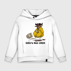 Детское худи Oversize хлопок с принтом GNU’s Not UNIX в Петрозаводске, френч-терри — 70% хлопок, 30% полиэстер. Мягкий теплый начес внутри —100% хлопок | боковые карманы, эластичные манжеты и нижняя кромка, капюшон на магнитной кнопке | gnu | linux | not unix | programming | гну | линукс | программист | сисадмин | системный администратор