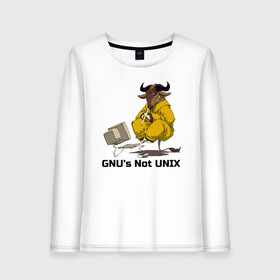 Женский лонгслив хлопок с принтом GNU’s Not UNIX в Петрозаводске, 100% хлопок |  | gnu | linux | not unix | programming | гну | линукс | программист | сисадмин | системный администратор