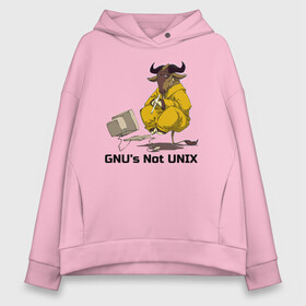 Женское худи Oversize хлопок с принтом GNU’s Not UNIX в Петрозаводске, френч-терри — 70% хлопок, 30% полиэстер. Мягкий теплый начес внутри —100% хлопок | боковые карманы, эластичные манжеты и нижняя кромка, капюшон на магнитной кнопке | gnu | linux | not unix | programming | гну | линукс | программист | сисадмин | системный администратор