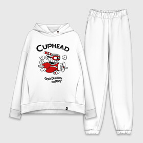 Женский костюм хлопок Oversize с принтом Cuphead на самолёте в Петрозаводске,  |  | cuphead | cuphead and mugman | dont deal with the devil | игры | капхед | самолёт | чашеголовый