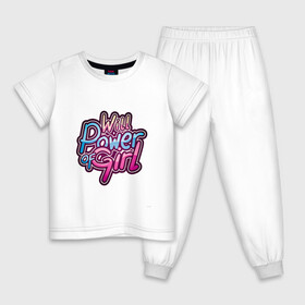 Детская пижама хлопок с принтом Will power of girl в Петрозаводске, 100% хлопок |  брюки и футболка прямого кроя, без карманов, на брюках мягкая резинка на поясе и по низу штанин
 | girl | граффити | девушка | надпись | розовый