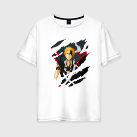 Женская футболка хлопок Oversize с принтом Ичиго Куросаки в Петрозаводске, 100% хлопок | свободный крой, круглый ворот, спущенный рукав, длина до линии бедер
 | bleach | kurosaki ichigo | аниме | блич | ичиго | куросаки | манга