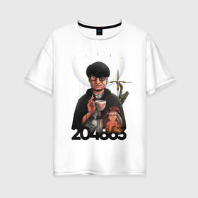 Женская футболка хлопок Oversize с принтом Hideo Kojima в Петрозаводске, 100% хлопок | свободный крой, круглый ворот, спущенный рукав, длина до линии бедер
 | death stranding | hideo kojima | metal gear solid | игры | хидео кодзима