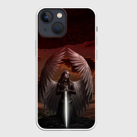 Чехол для iPhone 13 mini с принтом Архангел. в Петрозаводске,  |  | ангел | архангел | девушка | крылья | меч
