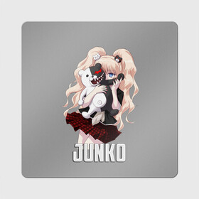 Магнит виниловый Квадрат с принтом MONOKUMA JUNKO в Петрозаводске, полимерный материал с магнитным слоем | размер 9*9 см, закругленные углы | anime | danganronpa | enoshima | junko | monokuma | аниме | джунко | игра | манга | медведь | монокума | робот медведь | эношима