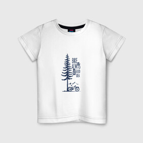 Детская футболка хлопок с принтом Gooood Idea в Петрозаводске, 100% хлопок | круглый вырез горловины, полуприлегающий силуэт, длина до линии бедер | mtb | байк | велосипед | горы | дерево | лес | мтб | спорт
