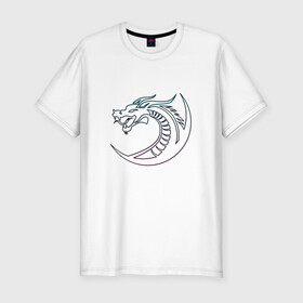 Мужская футболка хлопок Slim с принтом Скандинавский символ дракона в Петрозаводске, 92% хлопок, 8% лайкра | приталенный силуэт, круглый вырез ворота, длина до линии бедра, короткий рукав | amulet | draco | dragon | nord | symbol | talisman | viking | амулет | великий змей | викинги | драго | нидхёгг | норд | оберег | скандинавия | талисман | фафнир | хвергельмир | хранитель мудрости