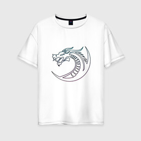 Женская футболка хлопок Oversize с принтом Скандинавский символ дракона в Петрозаводске, 100% хлопок | свободный крой, круглый ворот, спущенный рукав, длина до линии бедер
 | amulet | draco | dragon | nord | symbol | talisman | viking | амулет | великий змей | викинги | драго | нидхёгг | норд | оберег | скандинавия | талисман | фафнир | хвергельмир | хранитель мудрости