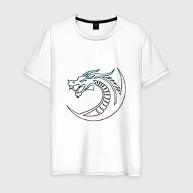 Мужская футболка хлопок с принтом Скандинавский символ дракона в Петрозаводске, 100% хлопок | прямой крой, круглый вырез горловины, длина до линии бедер, слегка спущенное плечо. | amulet | draco | dragon | nord | symbol | talisman | viking | амулет | великий змей | викинги | драго | нидхёгг | норд | оберег | скандинавия | талисман | фафнир | хвергельмир | хранитель мудрости