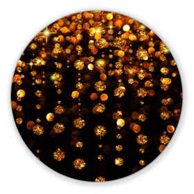 Коврик для мышки круглый с принтом GOLDEN RAIN в Петрозаводске, резина и полиэстер | круглая форма, изображение наносится на всю лицевую часть | black | gold | деньги | золото | монеты | пестрое