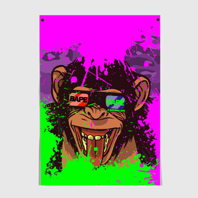 Постер с принтом 3D Neon Monkey в Петрозаводске, 100% бумага
 | бумага, плотность 150 мг. Матовая, но за счет высокого коэффициента гладкости имеет небольшой блеск и дает на свету блики, но в отличии от глянцевой бумаги не покрыта лаком | Тематика изображения на принте: 3d очки | bapy | brand | chimp | cool paint | fashion | hype beast | japan | neon | paint | trend | анаглиф | байп | байпи | брызги красок | бэйп | бэйпи | камуфляж | купающаяся обезьяна | мода | неон | тренд | хайп бист | хайповый бренд | ш