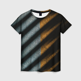Женская футболка 3D с принтом SHADOW в Петрозаводске, 100% полиэфир ( синтетическое хлопкоподобное полотно) | прямой крой, круглый вырез горловины, длина до линии бедер | shadow | наполовину | полосатое | тень