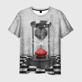 Мужская футболка 3D с принтом Часы Жизни в Петрозаводске, 100% полиэфир | прямой крой, круглый вырез горловины, длина до линии бедер | clock | life | жизнь | песок | судьба | шахматы