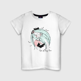Детская футболка хлопок с принтом Милая Лола с корабликом в Петрозаводске, 100% хлопок | круглый вырез горловины, полуприлегающий силуэт, длина до линии бедер | девушка | кораблик | лола | малышка | милашка | мультяшка | цветы | чайки