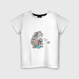 Детская футболка хлопок с принтом Милая Лола обнимается с котом в Петрозаводске, 100% хлопок | круглый вырез горловины, полуприлегающий силуэт, длина до линии бедер | девушка | коса | кот | лола | малышка | милашка | мультяшка | обнимашки | цветы