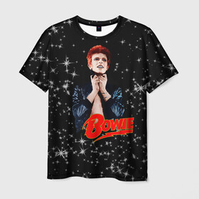 Мужская футболка 3D с принтом Starman в Петрозаводске, 100% полиэфир | прямой крой, круглый вырез горловины, длина до линии бедер | bowie | glamrock | retro | rocknroll | space | stars | звезды | космос
