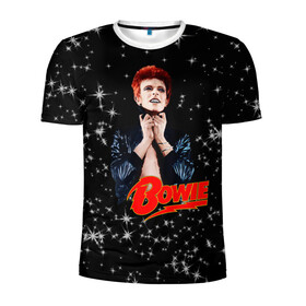Мужская футболка 3D спортивная с принтом Starman в Петрозаводске, 100% полиэстер с улучшенными характеристиками | приталенный силуэт, круглая горловина, широкие плечи, сужается к линии бедра | bowie | glamrock | retro | rocknroll | space | stars | звезды | космос