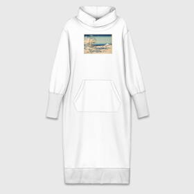 Платье удлиненное хлопок с принтом Снежное утро на реке Коисикава в Петрозаводске,  |  | кацусики хокусай | тридцать шесть видов фудзи | фудзи | япония | японская графика