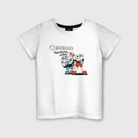 Детская футболка хлопок с принтом Cuphead в Петрозаводске, 100% хлопок | круглый вырез горловины, полуприлегающий силуэт, длина до линии бедер | cuphead | game | illustration | mugman