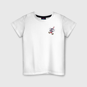 Детская футболка хлопок с принтом Сuphead в Петрозаводске, 100% хлопок | круглый вырез горловины, полуприлегающий силуэт, длина до линии бедер | cuphead | game | illustration | mugman