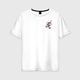 Женская футболка хлопок Oversize с принтом Сuphead в Петрозаводске, 100% хлопок | свободный крой, круглый ворот, спущенный рукав, длина до линии бедер
 | cuphead | game | illustration | mugman