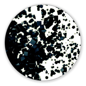 Коврик для мышки круглый с принтом KUBIKI в Петрозаводске, резина и полиэстер | круглая форма, изображение наносится на всю лицевую часть | bricks | абстракция | кубики | молодежное | пестрое | черно белое