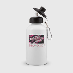 Бутылка спортивная с принтом DIAMONDS в Петрозаводске, металл | емкость — 500 мл, в комплекте две пластиковые крышки и карабин для крепления | diamonds | алмазы | драгоценности | надпись | размытие | рамка
