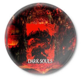Значок с принтом DARK SOULS GAME STORY в Петрозаводске,  металл | круглая форма, металлическая застежка в виде булавки | Тематика изображения на принте: dark souls | darksouls | tegunvte | темные души