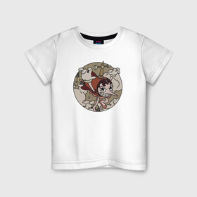 Детская футболка хлопок с принтом Cuphead ( Hilda Berg) в Петрозаводске, 100% хлопок | круглый вырез горловины, полуприлегающий силуэт, длина до линии бедер | Тематика изображения на принте: airplane | blimp | boss | cuphead | game | hilda