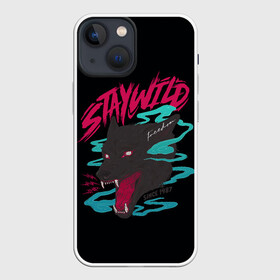 Чехол для iPhone 13 mini с принтом Волк StayWild в Петрозаводске,  |  | Тематика изображения на принте: staywild | wolf | волк | зверь | клыки | оборотень | оскал | пес | собака