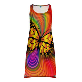 Платье-майка 3D с принтом Абстракция бабочки в Петрозаводске, 100% полиэстер | полуприлегающий силуэт, широкие бретели, круглый вырез горловины, удлиненный подол сзади. | butterfly | абстракция | бабочка | насекомое | чешуекрылое