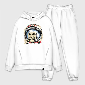 Мужской костюм хлопок OVERSIZE с принтом Быть первым как Юрий Гагарин в Петрозаводске,  |  | астронавт | восток1 | гагарин | земля | космонавт | космос | планеты | юрий