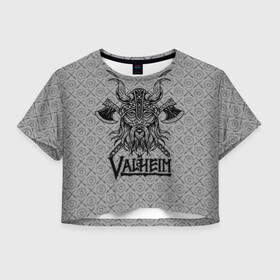 Женская футболка Crop-top 3D с принтом Valheim Viking dark в Петрозаводске, 100% полиэстер | круглая горловина, длина футболки до линии талии, рукава с отворотами | fantasy | mmo | valheim | valve | валхейм | вальхейм | викинги | выживалка | игра | королевская битва | ммо | ролевая игра | фэнтази