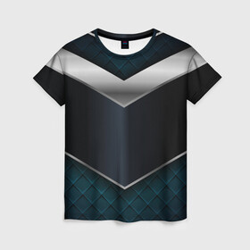 Женская футболка 3D с принтом 3D dark metal в Петрозаводске, 100% полиэфир ( синтетическое хлопкоподобное полотно) | прямой крой, круглый вырез горловины, длина до линии бедер | luxury | versace | vip | абстракция | версаче | вип | паттерн | роскошь | текстуры