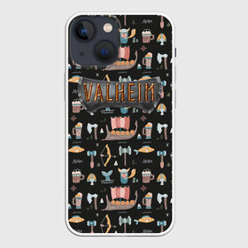 Чехол для iPhone 13 mini с принтом Valheim викинги паттерн в Петрозаводске,  |  | fantasy | mmo | valheim | valve | валхейм | вальхейм | викинги | выживалка | игра | королевская битва | ммо | ролевая игра | фэнтази